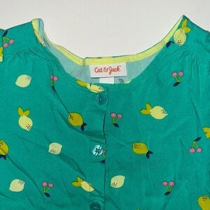 Teal Dress with Lemon and Floral Print